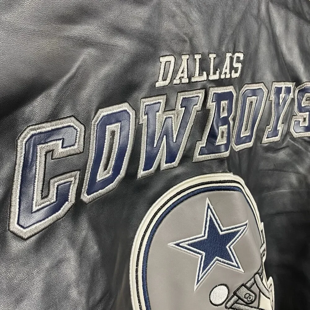 Vintage Dallas Cowboys Faux Leather Jacket G-III Mens Medium NFL Football Coat